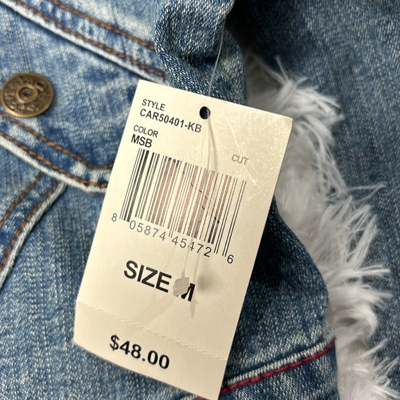 NWT - YNQ - Distressed Crop/Cropped Jean Jacket - Sz M - Picture 16 of 16